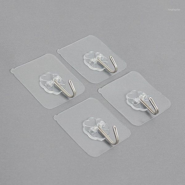 

hooks & rails 4pcs self adhesive home kitchen wall door transparent strong holder hook hanger for hanging drop1