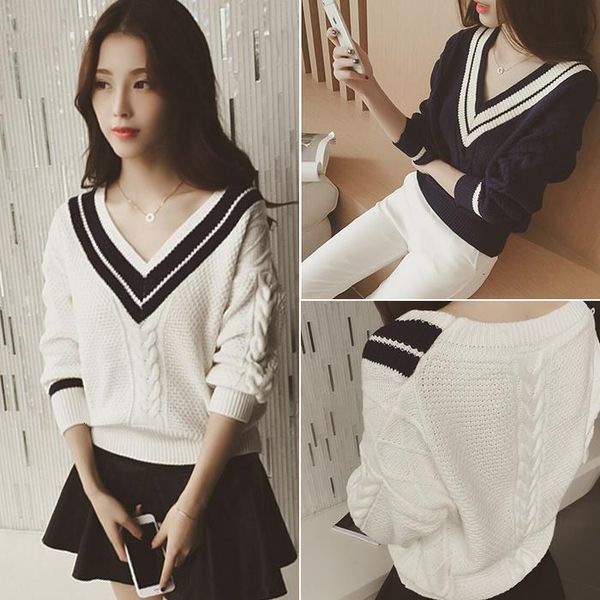 

fv6693 2021 new autumn winter women fashion casual warm nice sweater pullover women korean drop shipping, White;black