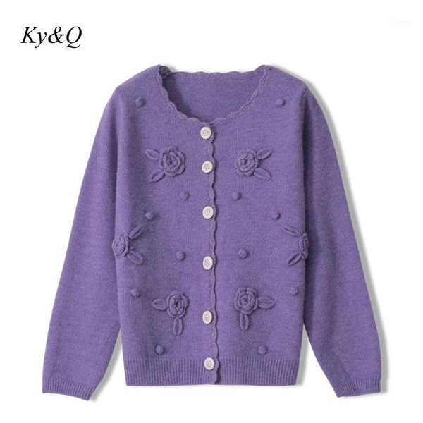 

brand design fashion elegant cardigans 2020 autumn winter flower hair ball embroidery knitted cardigan jacket women sweater1, White