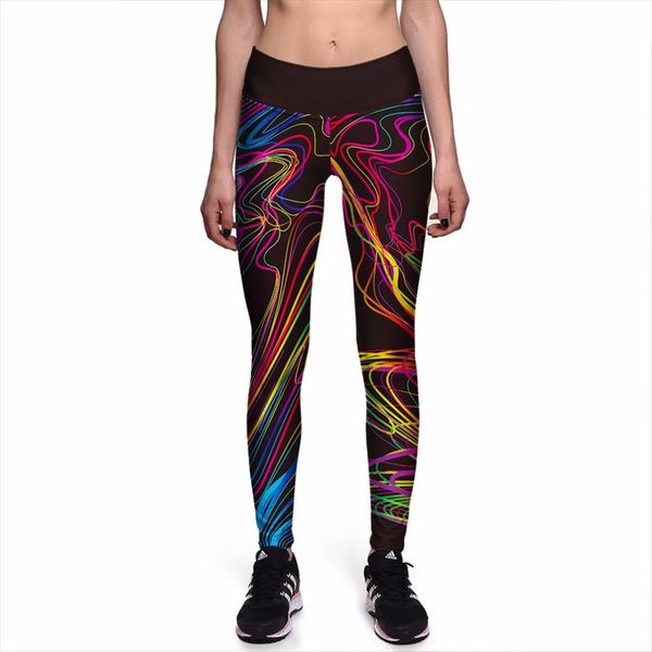 

leggings new womens wonderful colorful painting 3d print pants women high waist pants trousers fitness s xxxxl, Black