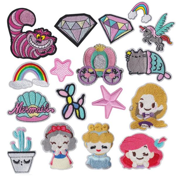 

blingbling mermaid shell princess star patch for clothing iron embroidered applique on fabric badge diy apparel accessories
