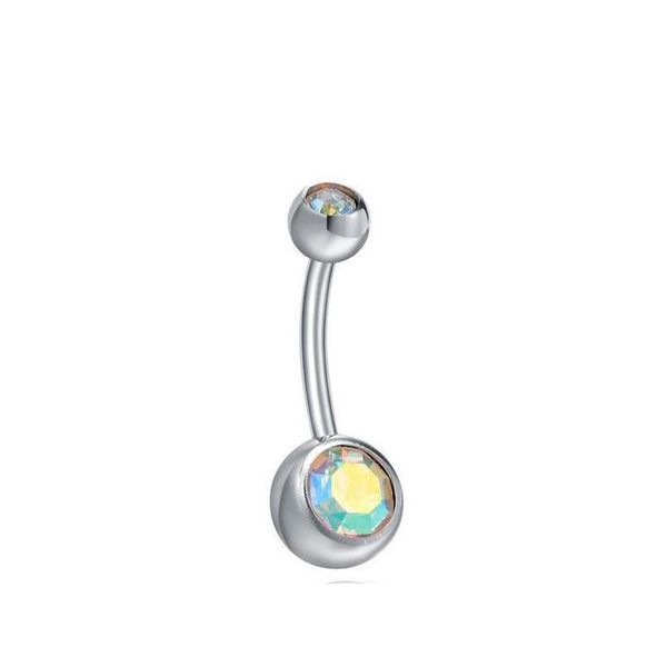 

15 colors mixed surgical steel rhinestone belly button navel ring women body piercing jewelry 50pcs/lot gnplw, Silver