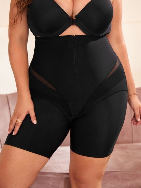 

plus high waist shapewear shorts m6ia#, Black;white