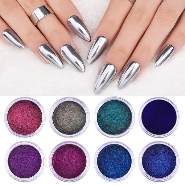 

nail glitter 0.2g/box chameleon mirror laser powders auroras effect art chrome pigment dust diy design decoration, Silver;gold