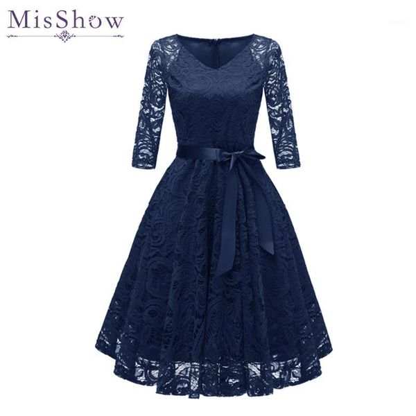 

in stock navy blue cocktail dresses elegant short pink dress lace formal dresses homecoming dress 2019 prom gown with sash1, White;black
