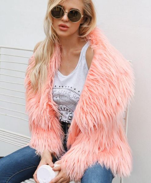 

f0001 europe and the united states spot new autumn and winter ladies imitation fur coat long-sleeved women's coat wool coat, Black;white