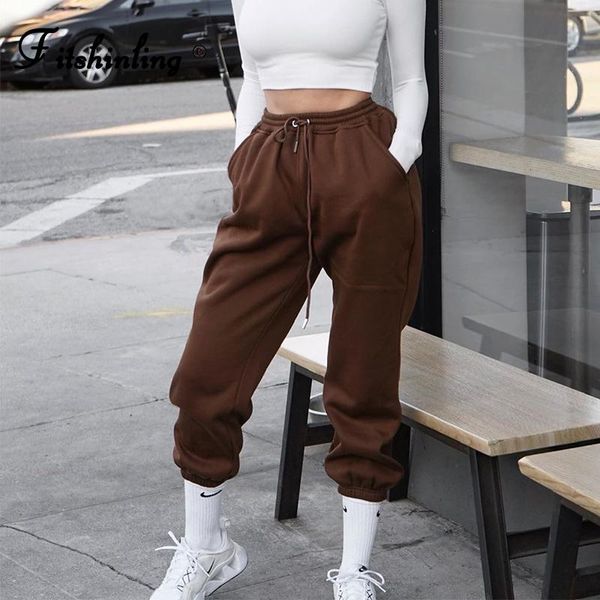 

women's pants & capris fitshinling casual athleisure joggers women 2021 autumn winter high waist cargo solid slim sporty baggy sweatpan, Black;white