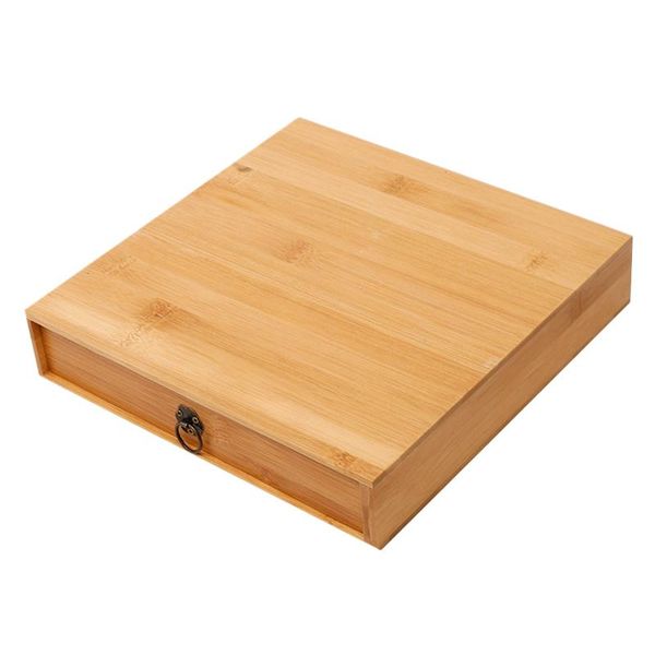 

gift wrap portable natural wood bamboo tray box cake packaging single layer