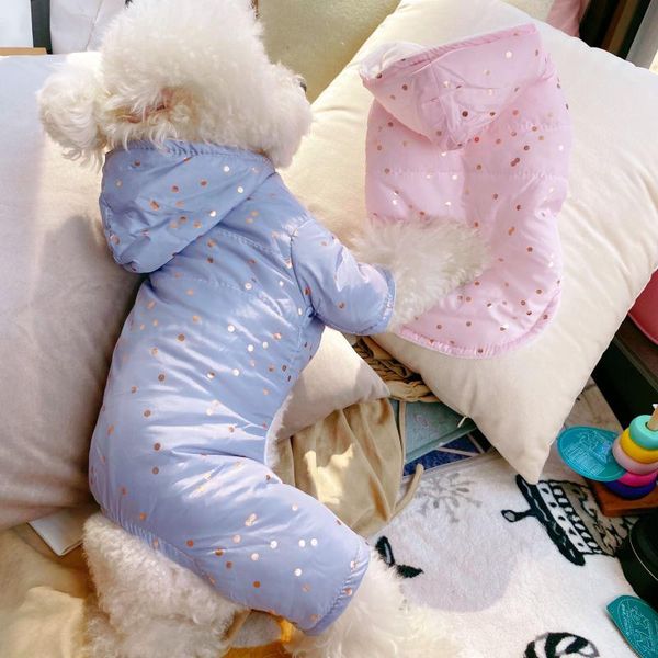 

winter clothes for dogs gold dots hood puppy teddy coat soft xs s m l xl