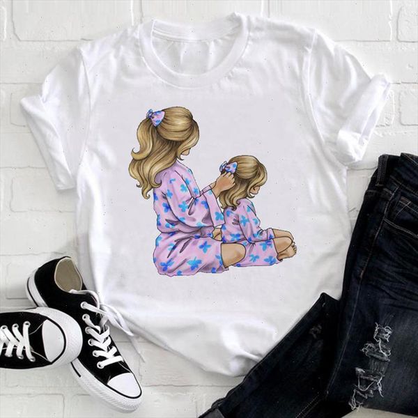 

women cartoon aesthetic happy time daughter 90s mom mama mother clothes ladies graphic print tee tshirt female t shirt, White