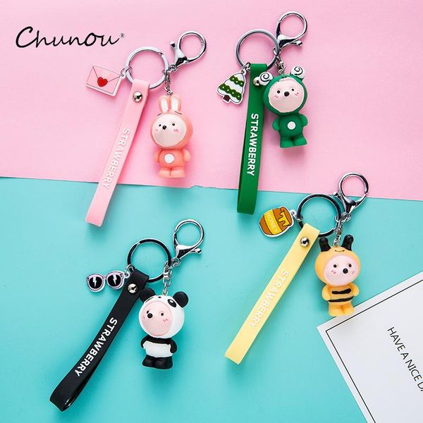 

creative cute cartoon mouse keychains 4 colors mouse key chain for women bag charm key ring pendant popular jewelry gifts, Silver