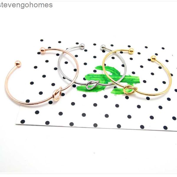 

simple metal open love rose knot gold diy versatile bracelet, Silver