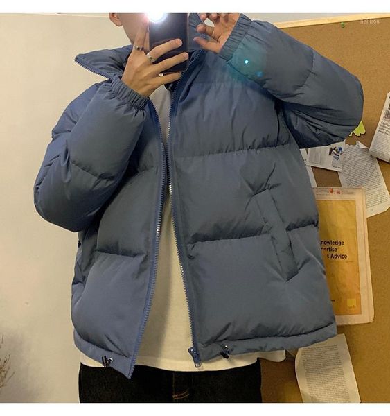 

men colorful winter parkas coat streetwear hip hop pockets thick jackets men fashion korean puff jacket 1, Black