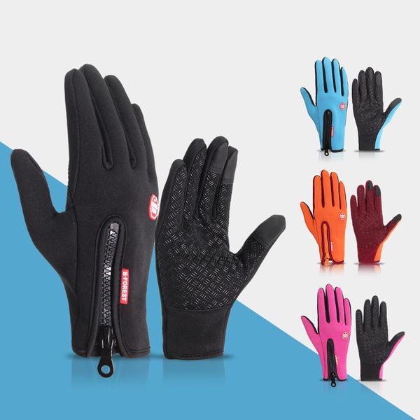 

windproof cycling long finger touch screen riding mtb bicycle gloves thermal warm motorcycle winter autumn, Blue;gray