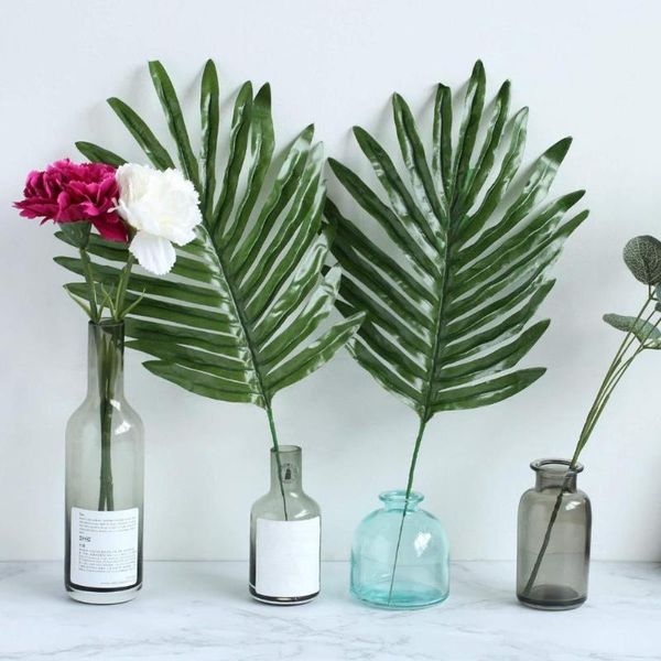 

12pcs artificial tropical palm leaves fake plant home office party wedding diy decoration flowers arrangement plant leaf