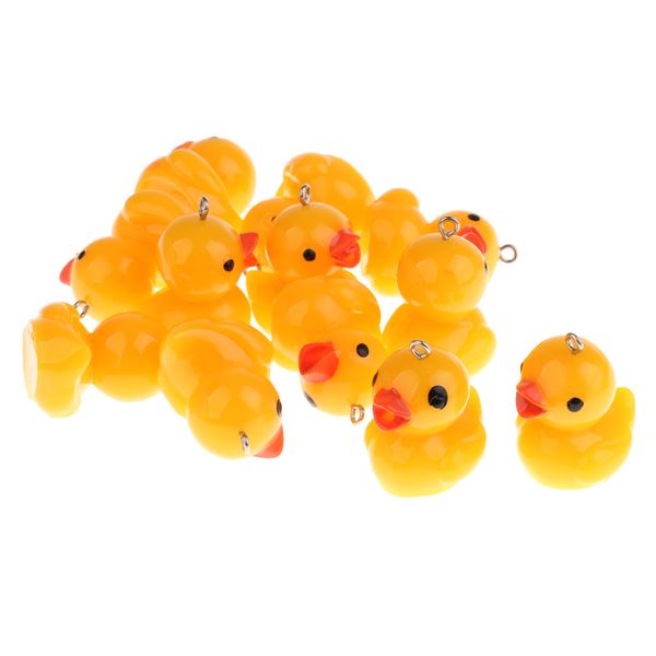 

pack of 12pcs12 plastic cute yellow duck doll farm animal figures keychain hanging pendant diy making kids toy gift