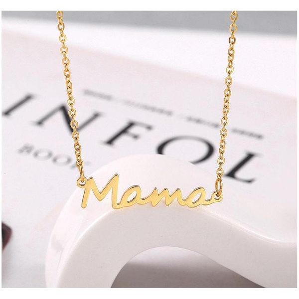 

stainless steel letter mama necklace mothers love pendant minimal necklace silver gold rose gold colors jewelry sqckky dh_seller2010