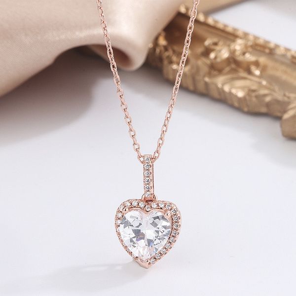 

austrian crystal diamond love heart pendant necklace fashion class women girls ladies sterling silver element jewelry gift