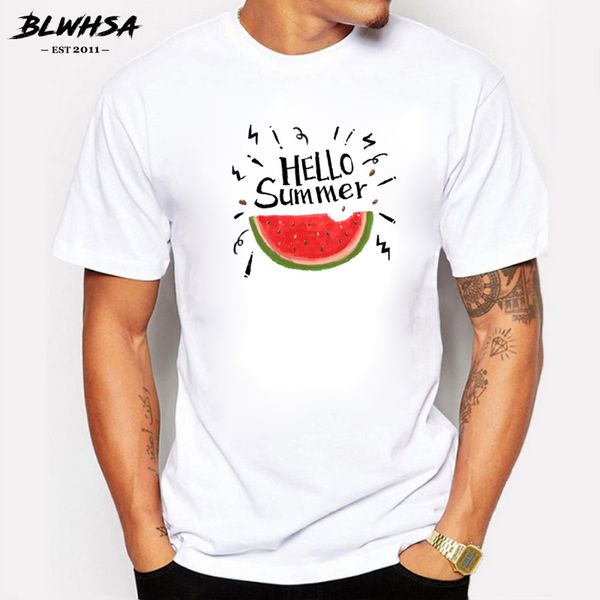 

blwhsa новое прибытие с коротким рукавом мужская лето coming печать прохладный арбуз для вскользь white tee толстовка с капюшоном hoodie муж