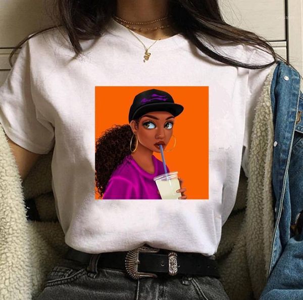 

the melanin bunch funny graphic t shirts women vogue urban black girl print tee shirt 90s friends tshirt female t-shirt1, White