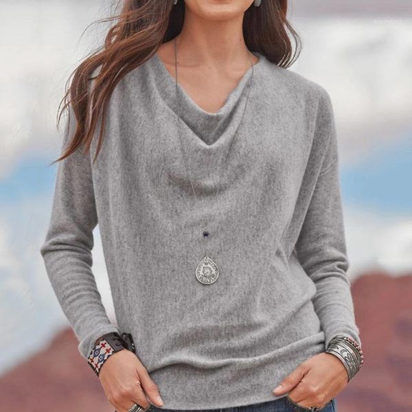 

women solid color t-shirt spring autumn new long sleeve o-neck casual loose tees female fashion all-match plus size s-5xl1, White