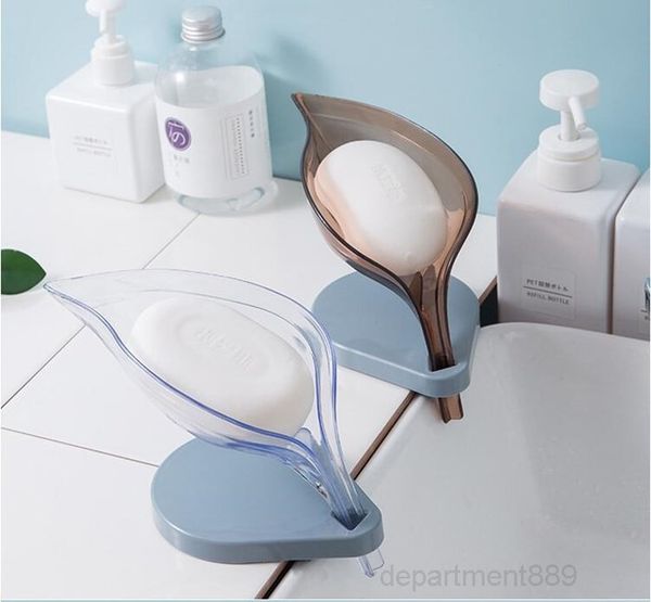 

a-bathroom leaf shape box drainage soap dishes storage plate tray holder case plastic detachable soaps shelf owd1643