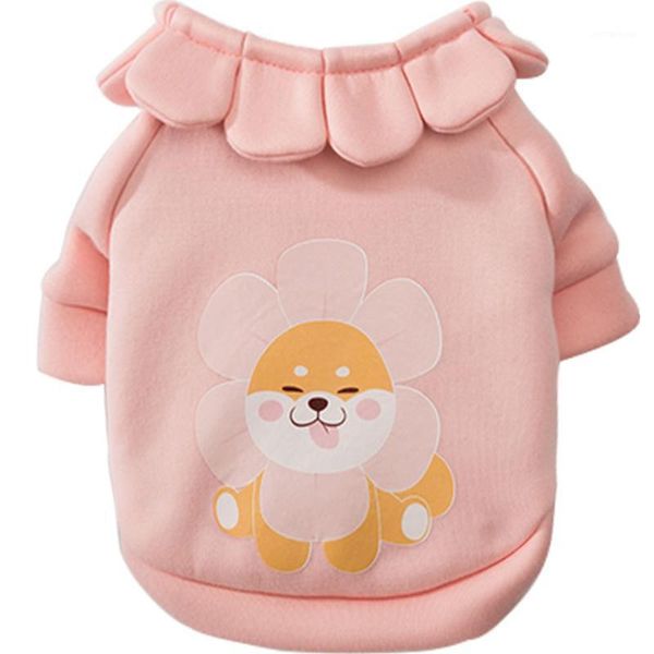 Stile di abbigliamento per cani Primavera/autunno Maglione Fiore del sole Collare a petalo piccolo Vestiti da principessa a due zampe Vestiti per animali domestici per gatti carini1