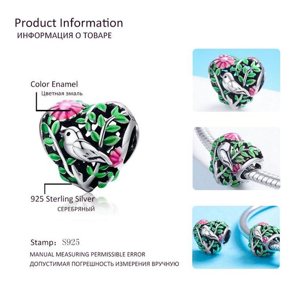 

bisaer authentic 925 sterling silver magnolia orchid cherry cerise rose flower beads charms fit bracelets bangles fine jewelry h jllyjc, Black