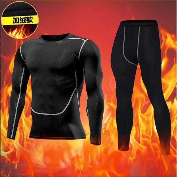 

tights autumn plush and winter sports bottomed bodysuit men's tight suit pants + long sleeves, Gray