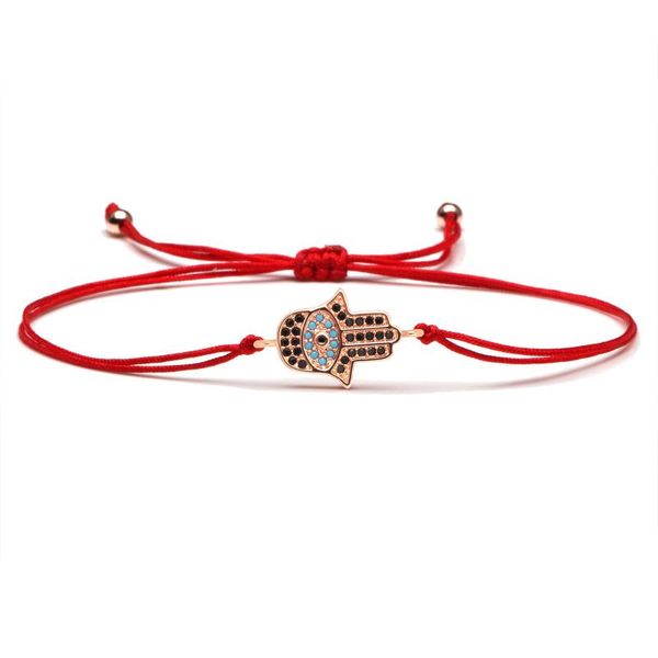 

charm bracelets black blue cubic zirconia hamsa hand evil eye luck bracelet women cz copper fatima red string chic jewelry, Golden;silver