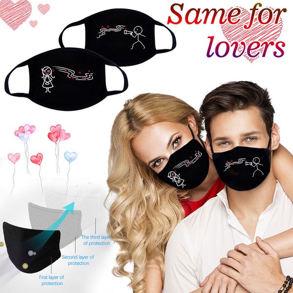 

newcasual letter printed couple masks fabric cotton washable reusable mouth mask face cover masque