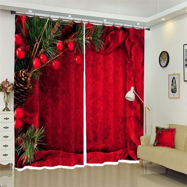 

customizable modern 3d blackout curtains christmas red wall theme pattern thicken bedroom curtains for living room1