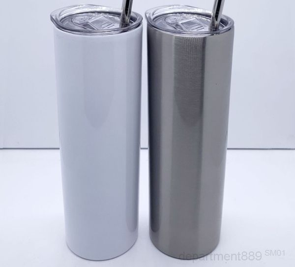 

20oz 30oz sublimation straight skinny stainless steel tumbler double walled vacuuminsulated sealed lid plastic straw sea way owf2680