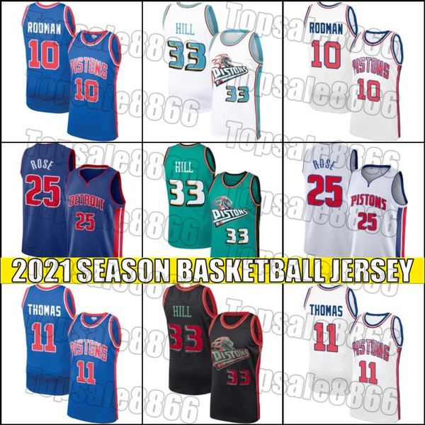 

detroit piston jersey dennis 10 rodman jersey isiah 11 thomas jerseys derrick 25 basketball rose jersey grant 33 hill jerseys vb51, Black;red