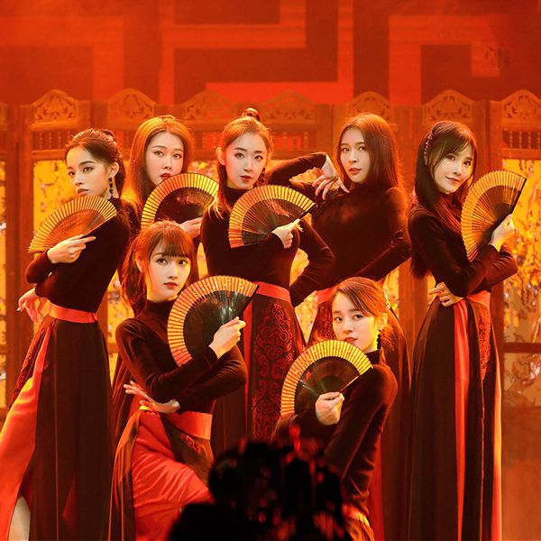 

stageÂ costumeÂ women chinese style jazz dancer girls group performance clothing festival outfit nightclub dj ds rave wear, Black;red