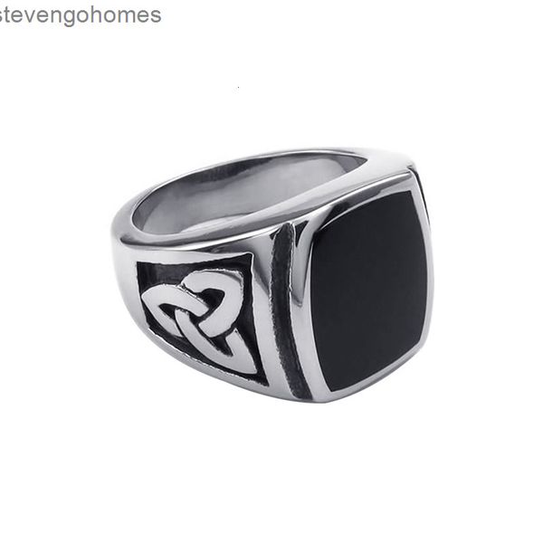 

simple titanium men's viking raytheon steel drop ring, Silver