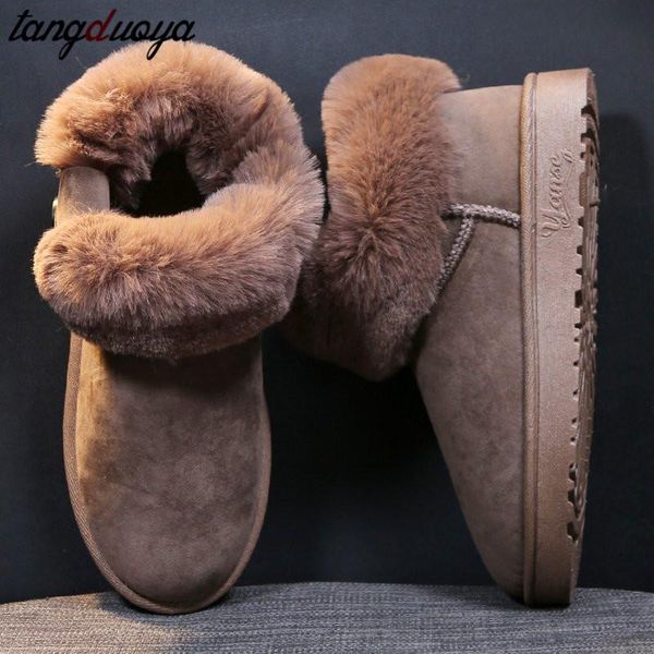 

2020 женщины зима снег сапоги теплой меха плоских полусапоги узелок мода женская обувь tide botas mujer горячая продажа, Black