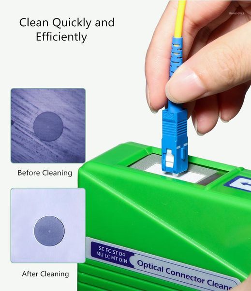 

fiber optic equipment ftth komshine kcc-550 sc fc st lc mu mt d4 din optical connector cleaner cleaning box tool 500+ times green1