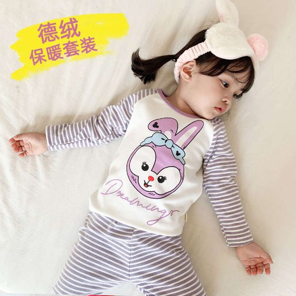 

winter home wear 2-piece autumn and boys' veet self heating thickened warm children's pajamas suit bg0t, Blue;red