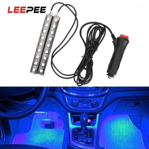 

leepee 2pcs car led dash floor foot strip light cigarette lighter adapter auto atmosphere lamps auto interior decorative lamp1