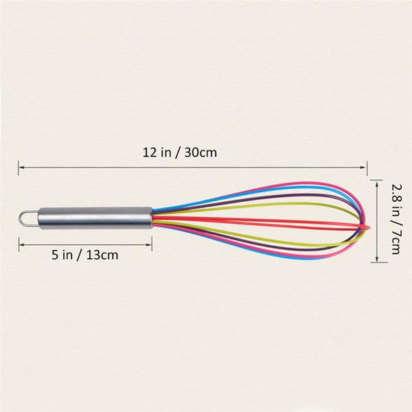 

whisk 12 stainless frother steel beater egg silicone kitchen handle for with colored bakeware inch blender milk bbyhit lipper