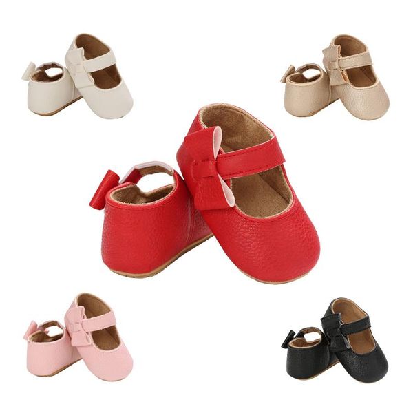 

2021 spring 0-18m baby girl side bow shoes buckle strap first walkers princess mary jane flats non-slip infant toddler 5 colors