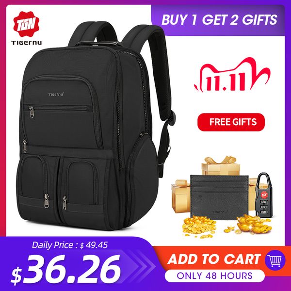

tigernu 2020 new rfid upgraded anti theft zippers waterproof lapmen backpack with usb large capacity travel bags male female