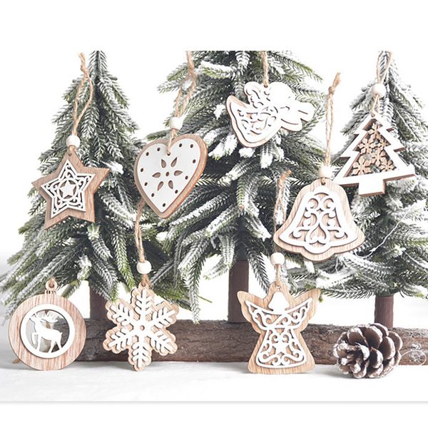 

decorations wooden pendants diy mini tree boxed ornaments for christmas eve themed party#w
