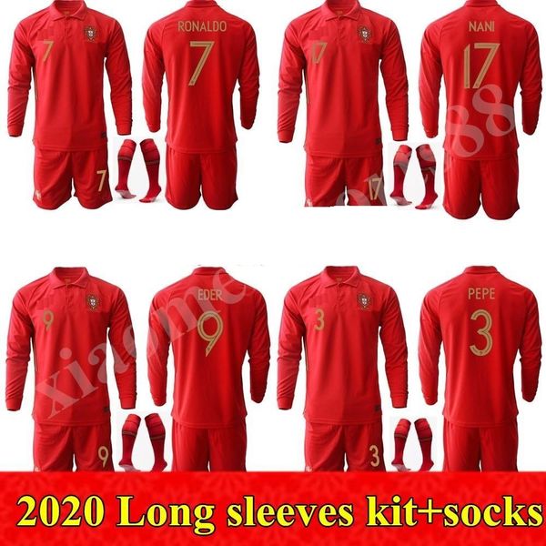 

2020 2021 long sleeves kit ronaldo soccer jerseys joao felix neves bernardo cancelo ruben neves 20 21 home national team men football shirt, Black