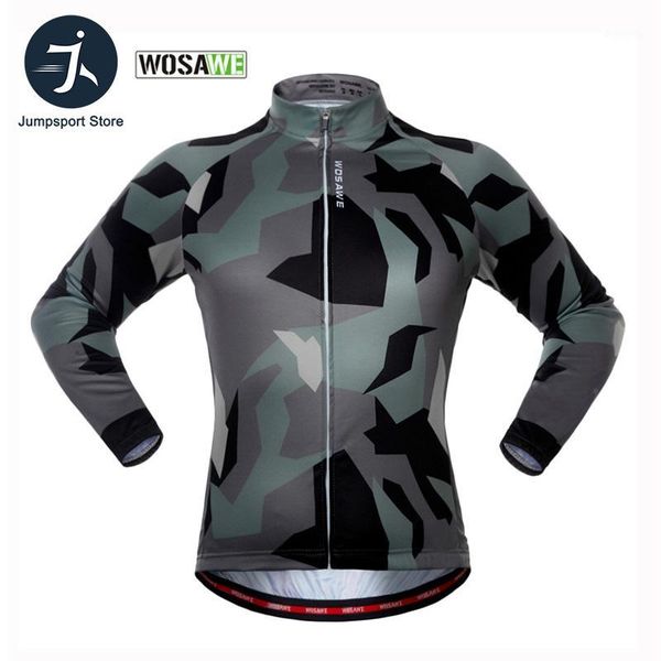 

wosawe spring autumn long sleeve cycling jersey camouflage jacket quick dry windproof cycling bike jersey for men and women1, Black;red