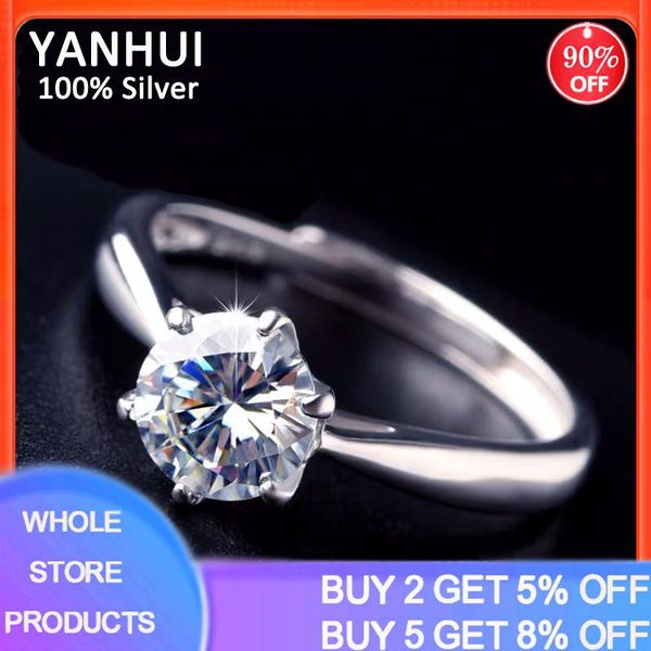 

cluster rings with certificate natural 1 zirconia gemstone ring 18k rgp mark white gold pt wedding band engagement for women, Golden;silver