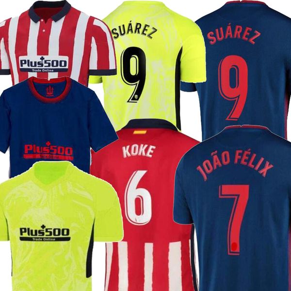 

20 21 suarez joao felix koke home away blue green mens soccer jersey saul diego costa camisetas de fútbol football jersey shirt 2021, Black;yellow