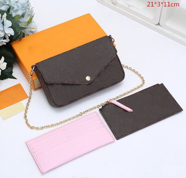 

mobile phone bag three-piece, l0987 chain three-in-one new shoulder bag single messenger detachable wallet sjwnx, Red;black