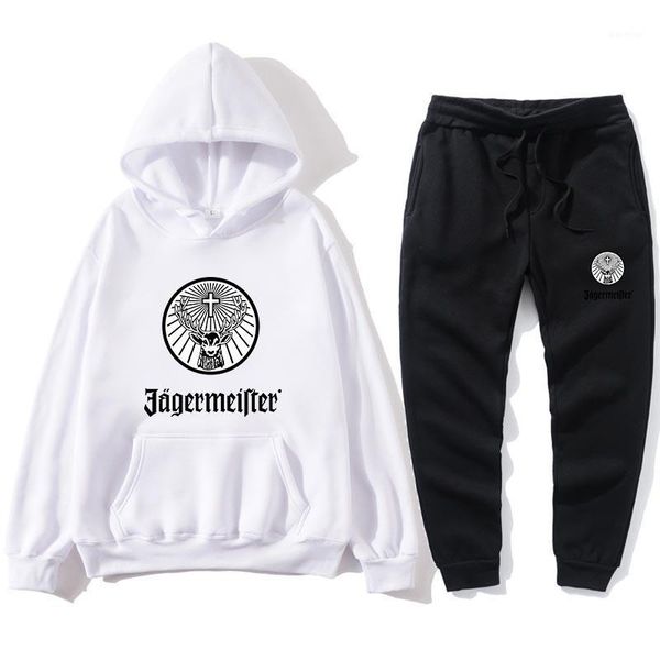 

casual men ropa deer print men's set tracksuit tuta uomo deer man joggers hoodies for men 2 piece set fitness hoodie1, Gray
